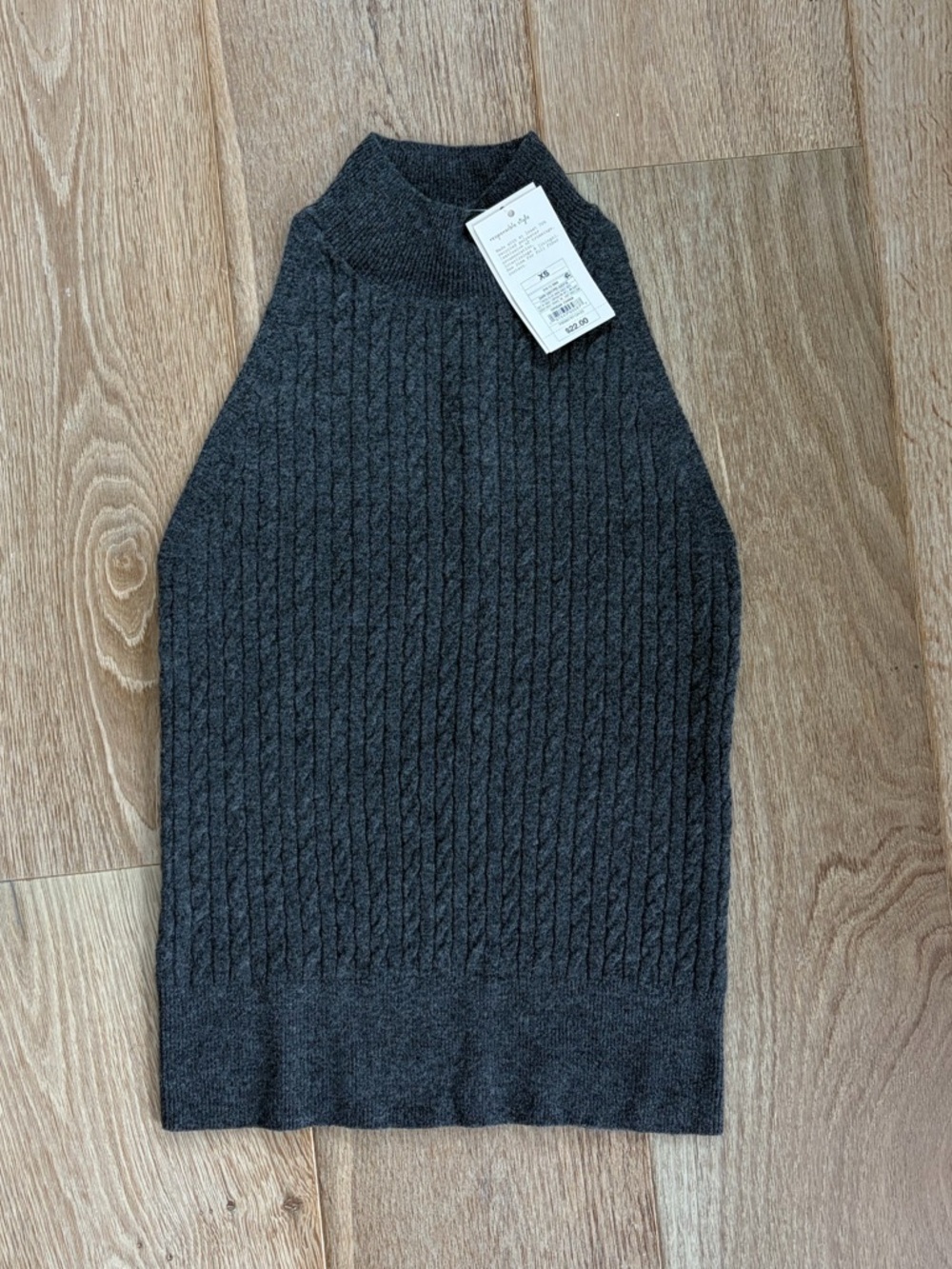 a new day Charcoal Cable-Knit Mock Neck Tank